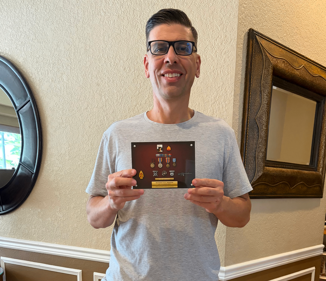 Founder Matthew Menster with a completed Valor Block