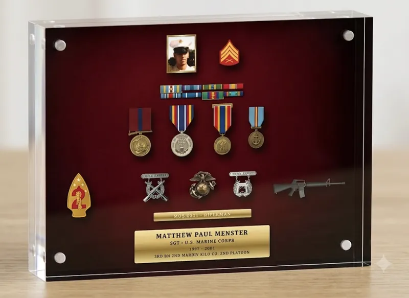 7 by 5 inch Valor Block signature acrylic display
