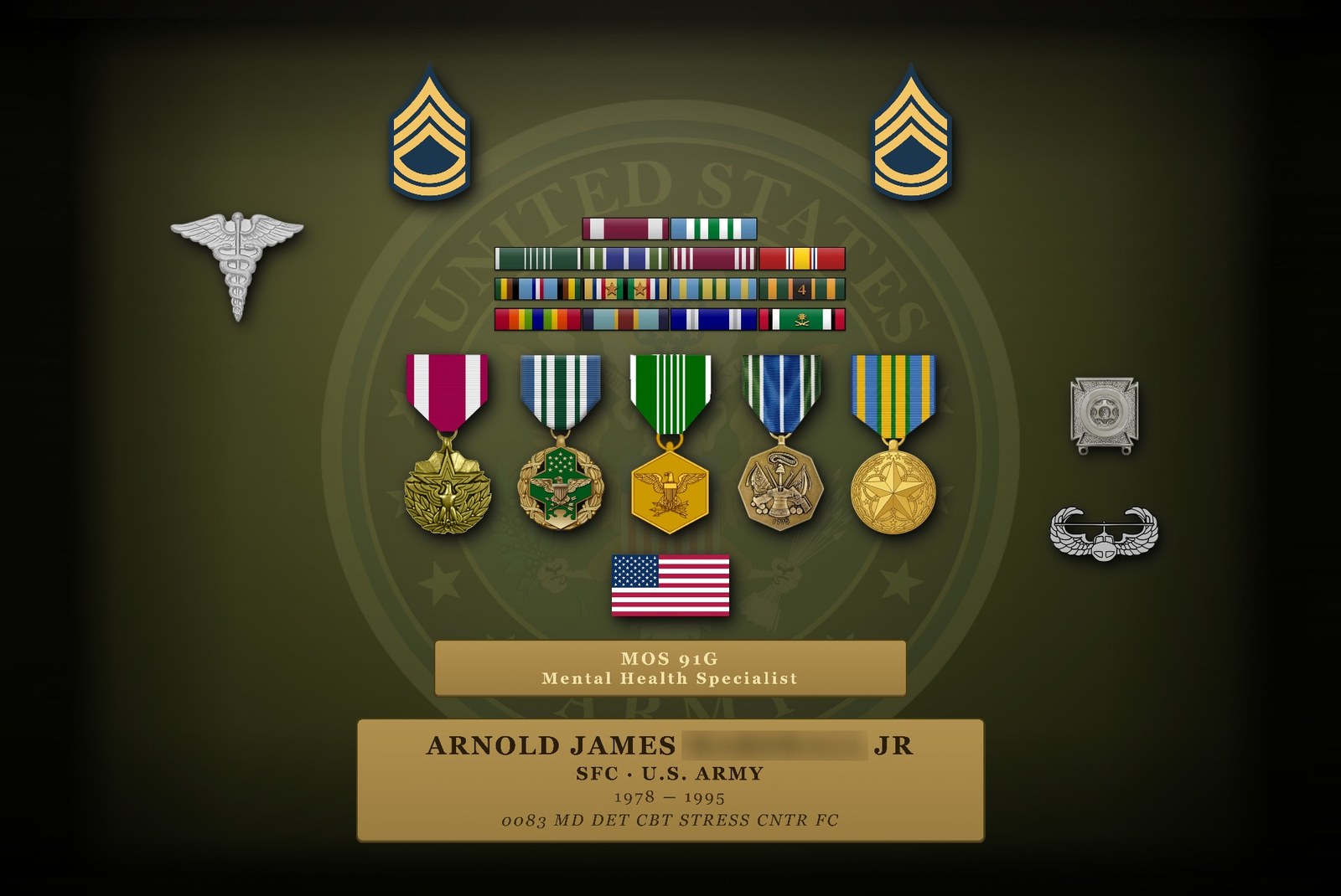 Custom Valor Block layout for a U.S. Army Sergeant First Class