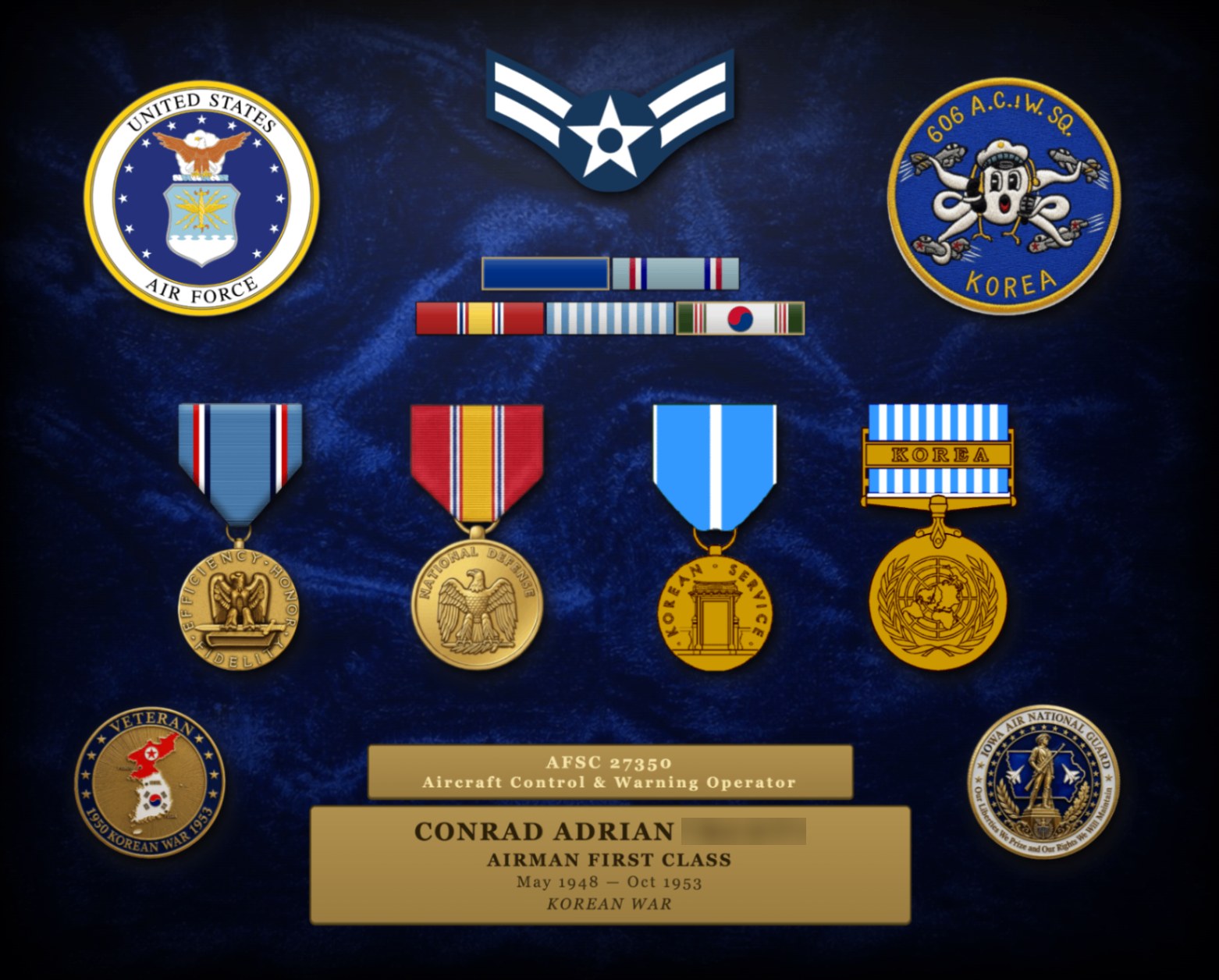 Custom Valor Block layout for a Korean War era U.S. Air Force Airman First Class
